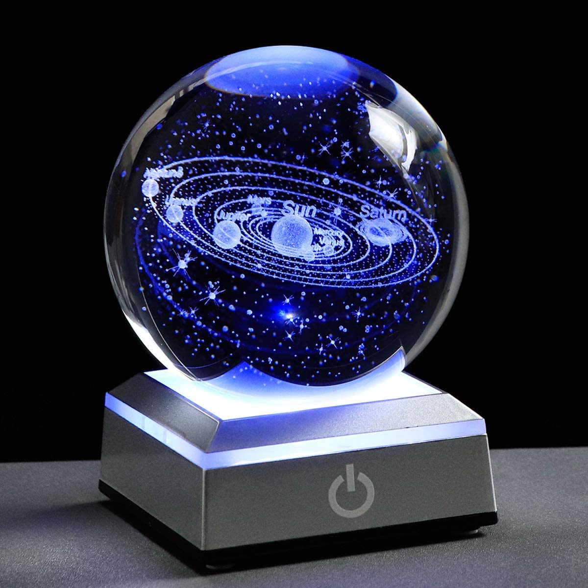 3D Boule de cristal Planète de cristal Laser Gravé Système solaire Globe  Astronomie Cadeau Anniversaire Cadeau Sphère de verre Décoration de la  maison
