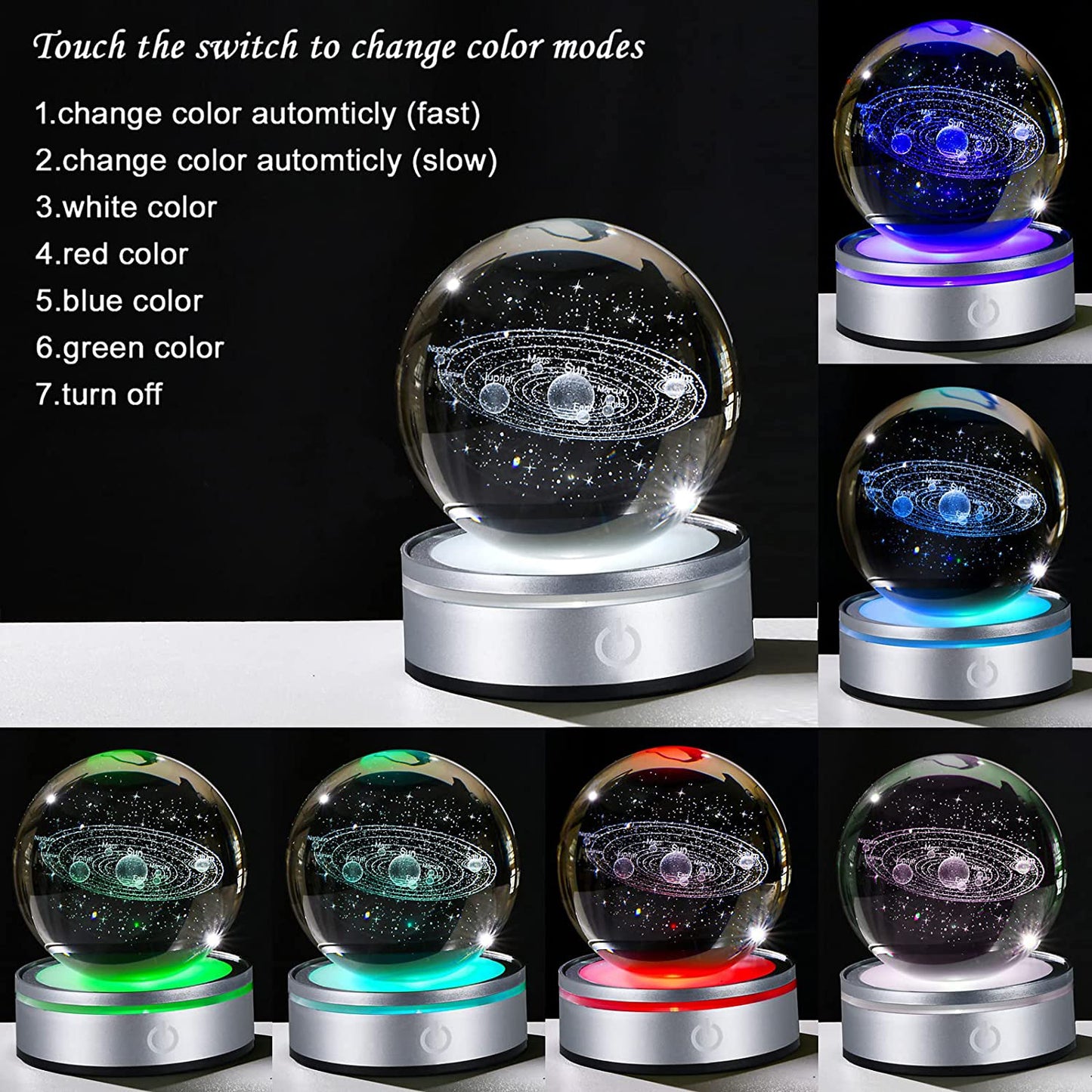3D Crystal Ball with Round Base